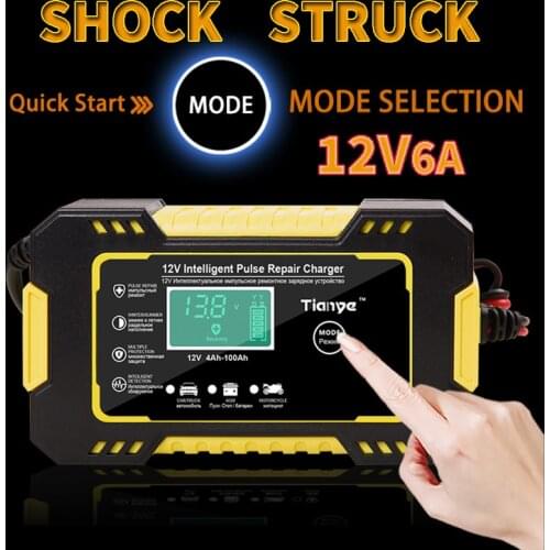12V Car Battery Charger Power Pulse Repair Chargers Portable Automatic Wet Dry Lead Acid Battery Chargers LCD Start-up for Car
