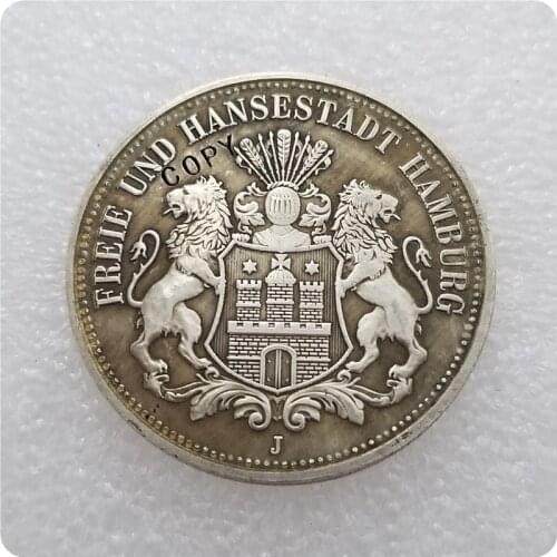 1896 J GERMANY HAMBURG 5 Mark Copy Coin