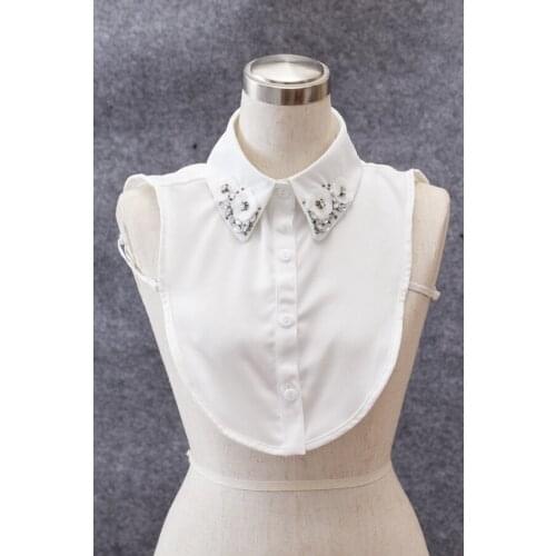 2017 new arrival Hollow embroidery bead crystal chiffon crystal flower and rhinestone split piece pearl collar