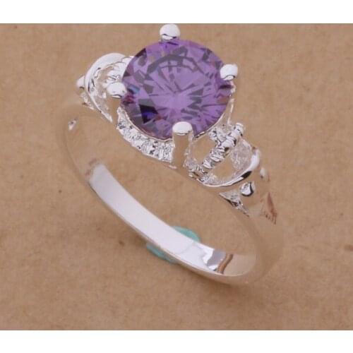 AR082 Fashion Jewelry Silver Color Gifts Popular Rings For Women Purple Rock Inlaid /aewaiwda Avoajmva