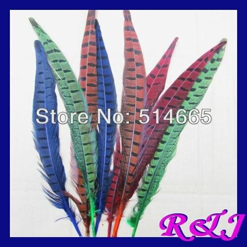 Free Shipping 200pcs/lot MIX 4 COLOR pheasant Feather tail For Party Performance Approx 12-14inch 30-35cm