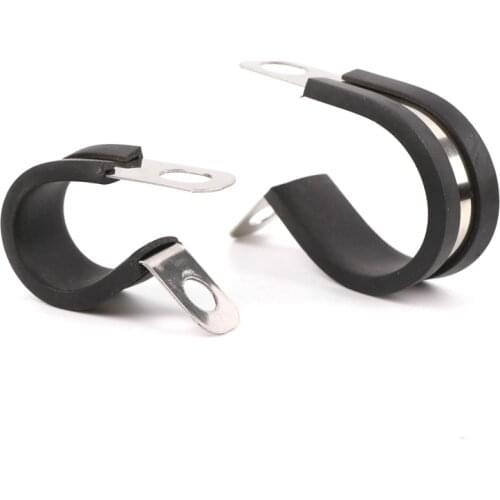 Free shipping 25pcs/lot 304 Stainless Steel Rubber Lined P Clips Cable Mounting Hose Pipe Clamp Mikalor