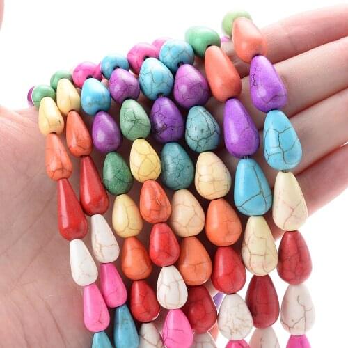 Natural Stone Beads Water Droplets Mixcolor Turquoises Bead for Jewelri Making DIY Bracelet Necklace Earring Accessories