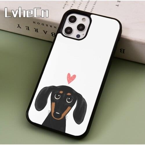 LvheCn Dachshund Sausage Dog Love Phone Case Cover For iPhone 5 SE 2020 6s 7 8 Plus 11 12 Pro X XR XS Max Samsung S9 S10 coque
