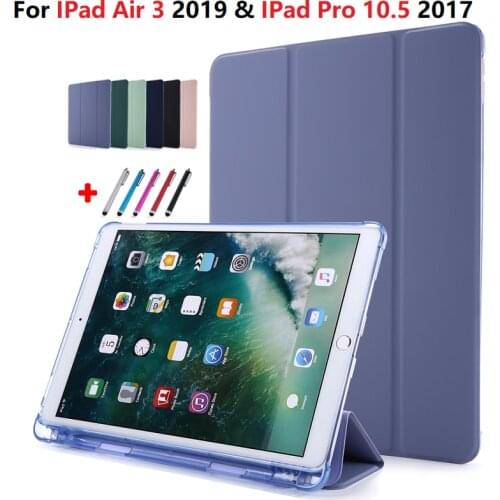 With Pencil Holder PU Leather Fold Funda for iPad Pro 10.5 Case 2017 Air 3 2019 Flip Stand Case For iPad Air 3 Case Tablet 10 5