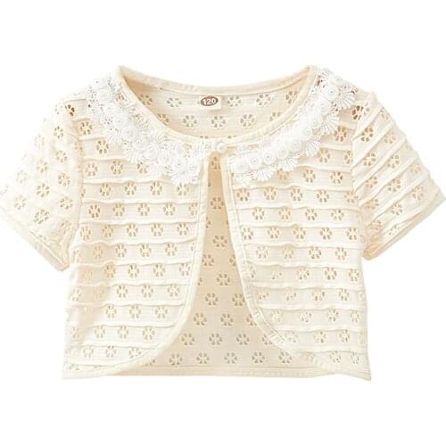 Kids Girls Shawl Clothes Children Princess Short-sleeved Cardigan Baby Air Conditioning Shirt Girls Small Vest Cardigan Summer