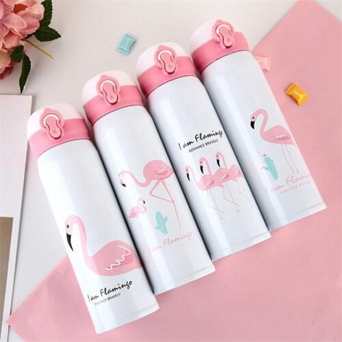 50pcs/lot Flamingo Travel Mugs Coffee Tea Vacuum Insulated Thermal Cup Bottle Drink Bottle Thermo cup Car Thermos