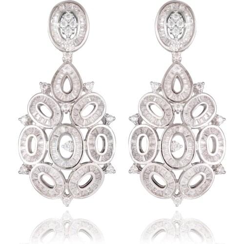 GrayBirds Exquisite Gorgeous Luxury Jewelry Drop Earrings For Wedding Girl Anniversary Gifts For Lady Rhodium Plated MLE108