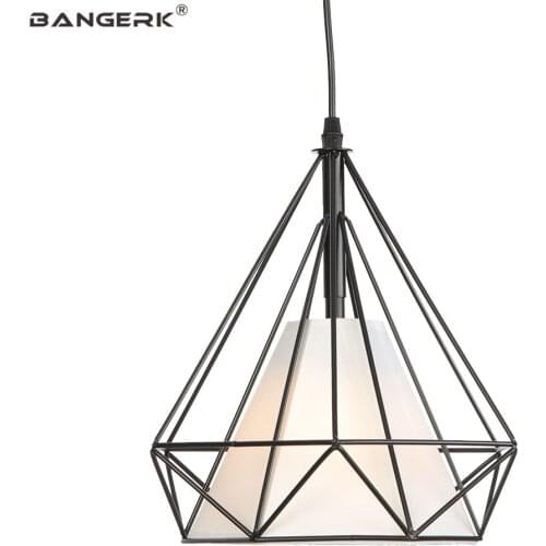 Creative Diamonds LED Pendant Light Iron Black Loft Decor Modern Hanging Lamp For Home Dining Room Bar Lighting Luminaire E27
