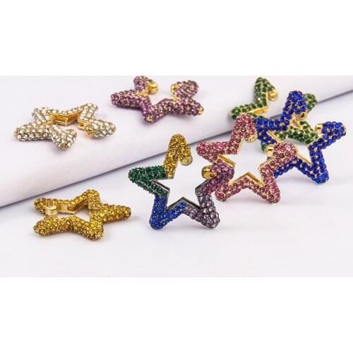 Fashion Rainbow Star Earcuffs for Women Ethnic Crystal Multicolor Ear Clip Punk Boho Ear Bone Clip Earrings Jewelry Accessories