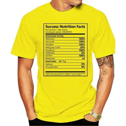 Men Success Nutrition Facts Entrepreneur Motivation New Summer Casual O-Neck Color Loose Basic Photo T Shirts