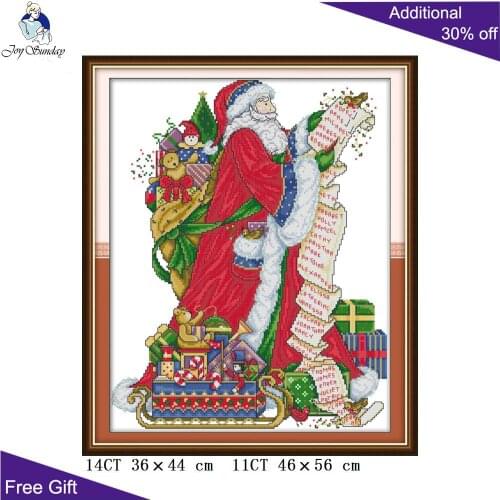 Joy Sunday Santa Claus Cross Stitch KB036 14CT 11CT Counted and Stamped Santa Claus Needlework Cross Stitch Kits Chistmas