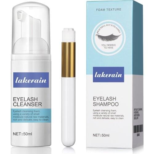 50ml Eyelash Extensions Brush Shampoo Kit Eyelash Extension Glue Eye Lash Cleaning Foam Pump Design No Stimulation Makeup Clean