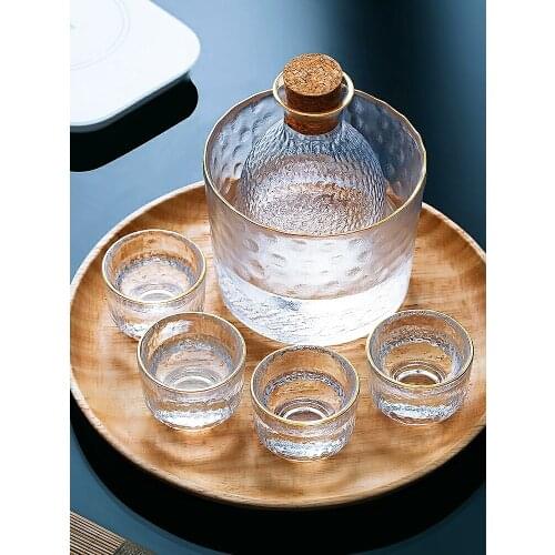 Glass Sake Jug Set Household Wineware Liquor Glass Wine Warmer Hammered Phnom Penh Fruit Wine Cup Small