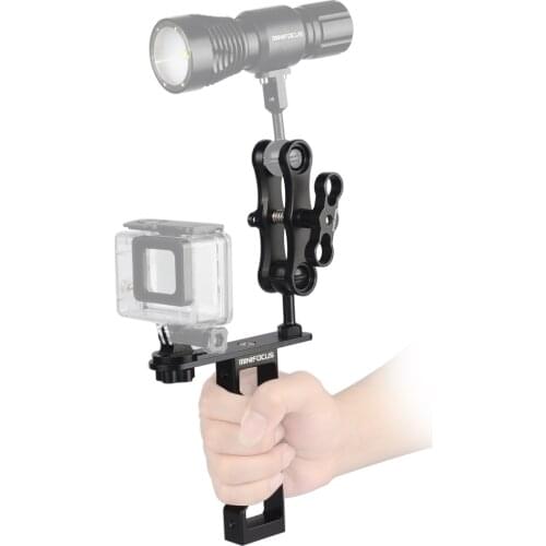 Action Camera Diving Tray Single Arm Aluminium Handle Grip with Ball Arm Clamp Mount for GoPro Hero 8 7 6 5 4 3 Session yi II 4K