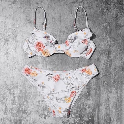 Sexy Floral Bikini Swimwear Women Swimsuit Push Up Bathing Suit Female Summer Beachwear 2021 Low Waist Brazilian Bikini Set #GH