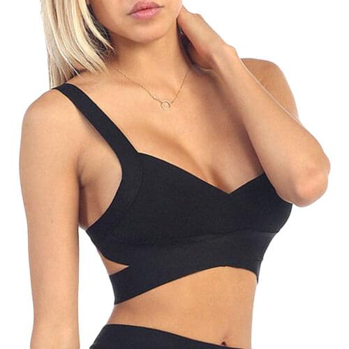 Sexy short black strap open back 2017 womens sexy clubware bandage rayon crop top