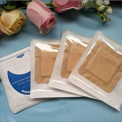 10pcs 50pc 5 7.5 10cm*20cm silicone gel foam dressing skin color waterproof medical self adhesive wound healing paste with board