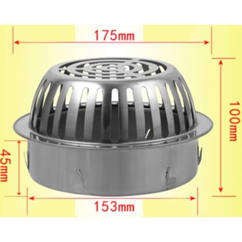 175mm diameter convex balcony built-in floor drain large displacement suitable 160mm wide pipe 304 stainless steel