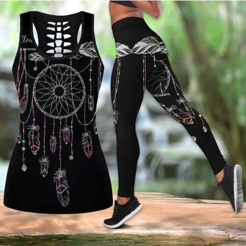 3D Print Fashion Native Indian Camo Women Hollow Tanktop and Leggings for Hipster Leisure Female Sexy Vest Clothes Harajuku S-60