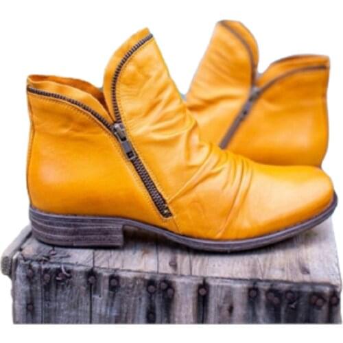 Women Boots 2020 Leather Ankle Boots Flat Shoes Autumn Winter Snow Boots Platform Zipper Punk Boots Ladies Shoes Botas Mujer896