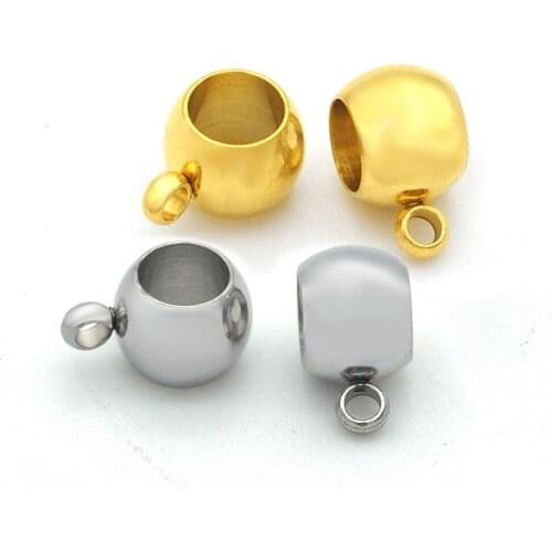 10pcs/Lot Stainless Steel Gold Color Ball Beads Charms For DIY Jewelry Making Necklace Bracelet Accessories 6*11mm