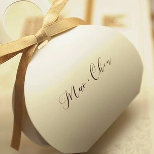 100pcs Custom logo Beige Baby shower favour candy box wedding chocolate container personalized favor boxes