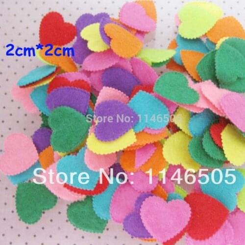 150PCS 20mmx*20mm Newly Non-woven Flower Mixed Color Heart Shape Felt Appliques for DIY Sewing Supplies craft accessories