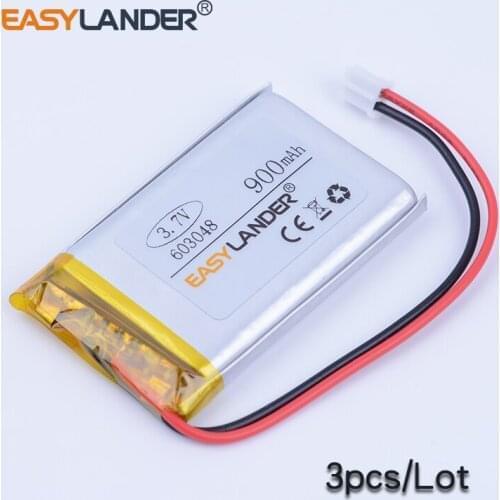 3pcs/Lot 603048 3.7V 900mAh Rechargeable li-Polymer Li-ion Battery For gaming Mouse MP3 MP4 GPS PSP DVR DVD speaker 583048