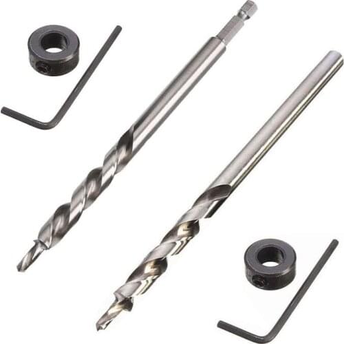 6pcs Pocket Hole Jig Kit 9.5mm Twist Step Drill Bit Hexagon Round Shank Oblique Drill Hole Drill Power Tool for Woodworking