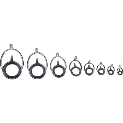 8 Pcs Fishing Rod Guide Oval Fishing Rod Eyes Guides Line Rings Pole Repair Kit Mixed Size Double Leg Rings