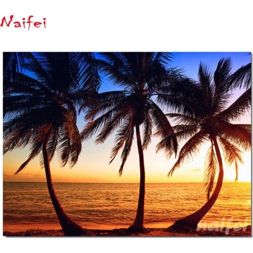 5d Diamond Painting Full Square/Round Drill Cross Stitch Diy mosaic Diamond Embroidery Landscape Tropics Sunrises Sea Coast Palm