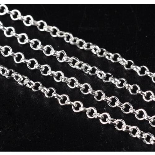 Pandahall 100m/roll Approx 2x1mm Silver Color Iron Rolo Unwelded Cross Chains Lead Free with Spool Chain DIY Jewelry Wholesales