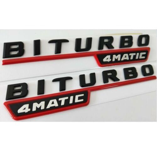Black Red BITURBO 4MATIC Letters Fender Badges Emblems for Mercedes