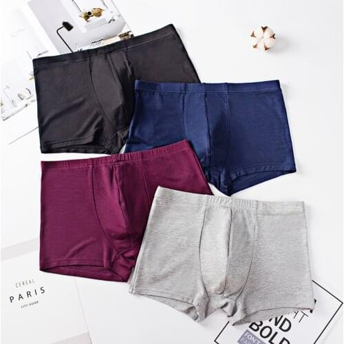 DO DO MIAN Men Underwear Boxer Cotton Short Boxer Men Soft Breathable Men Trunks Plus Size High Quality Boys Panties 4pcs\lot