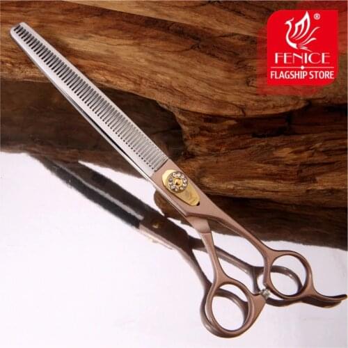 Fenice 7.5 inch Rose Gold Professional Pet Grooming Scissors Dog Thinning Shear JP440C Thinning Rate 35