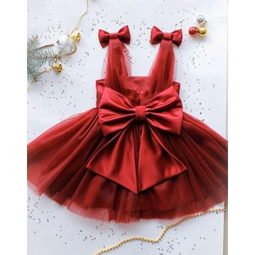 FOCUSNORM 2 Colors Summer Princess Baby Girls Dress Strap Sleeveless Big Bowknot Solid Lace Tutu Sundress 0-5Y