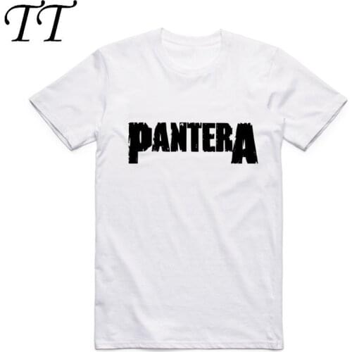 2019 Fashion Men Print Pantera Logo T-shirt Short Sleeve O-Neck Summer Power Heavy Metal Rock Hipster Cool Top Tee White T Shirt