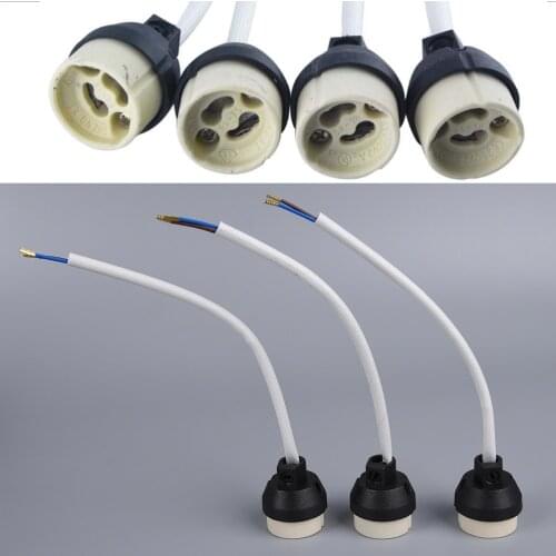 Ceramic GU10 Base Socket Adapter Wire Connector Porcelain Halogen GU10 Lamp Holder LampHolder for LED Spot Light Bulb