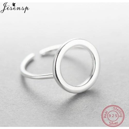 Jisensp 925 Sterling Silver Simple Karma Circle Rings for Women Trendy Round Ring Anel Party Wedding Band Jewelry Bijoux