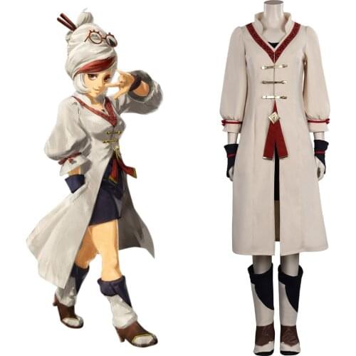 Game Researcher Purah Cosplay Costume Purah Coat Skirt Glove Shoe Covers Outfits Halloween Carnival Suit