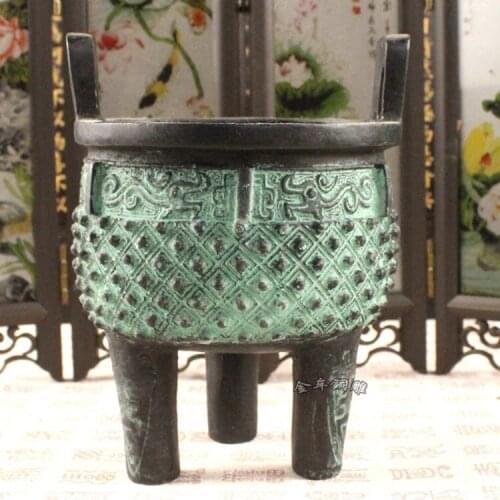 Boutique Copper Bronze Tripod Ornament Office Living Room Decoration Antique Collection Gifts Chinese Crafts Fengshui