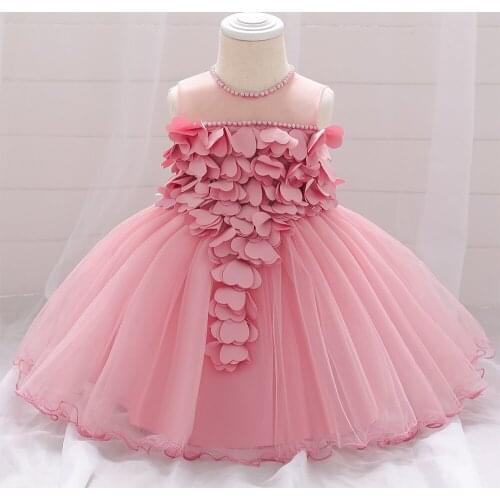 Summer new baby girl Beaded princess dress, three-dimensional love petal elegant princess dress, Lace Princess Dress