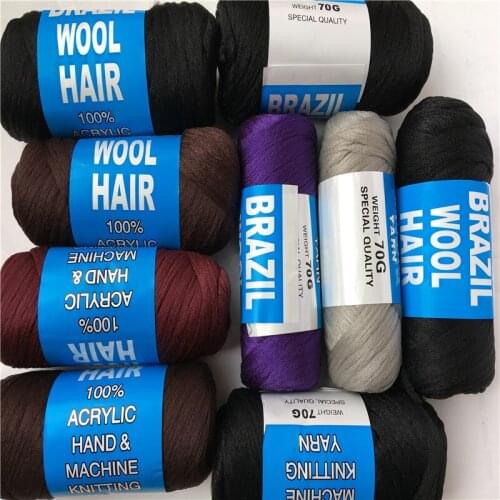 Wholesale Brazilian wool hair 5balls/lot 70g/ball low temprature flame retardant synthetic fiber braiding hair