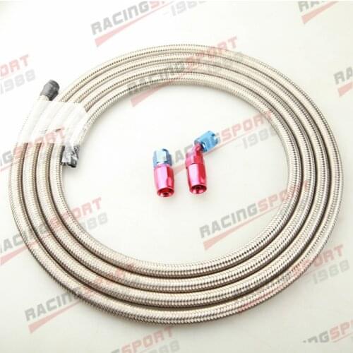 Stainless Steel Braided AN-4 4AN Fuel Gas Line Hose 3M + Swivel Hose End Fitting