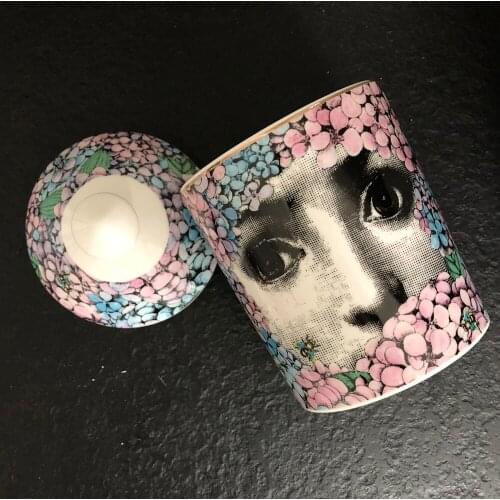 Candle Holders Diy Handmade Candles Jar Retro Human Face Storage Bin Home Decoration Exquisite Ceramic Jar Candelabra