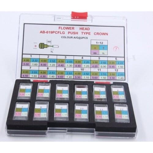 Professional Stainless Steel Flower Head Push Type Watch Pusher Crown Kit 3.5mm 4.0mm for Watchmaker Repair Accessories 24Pcs