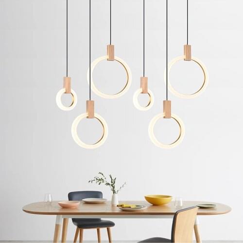 Modern Chandelier Ceiling Living Room Lighting Acrylic Ring Fixtures Stairs Deco Hanging Lights Dining Pendant Lamps Home Decor