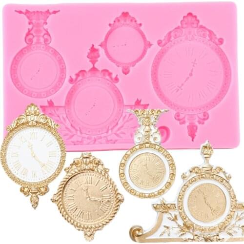 Steampunk Gear Clock Silicone Mold Wedding Cupcake Topper Fondant Cake Decorating Tools Candy Clay Chocolate Gumpaste Moulds