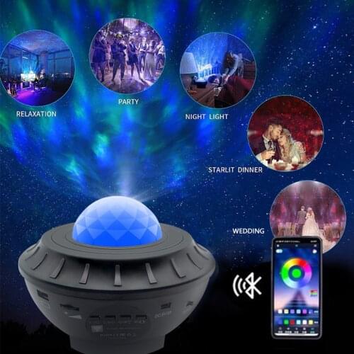 LED Star Projector Night Light Galaxy Starry Night Lamp Ocean Wave Projector With Music Bluetooth Speaker Remote Control Light